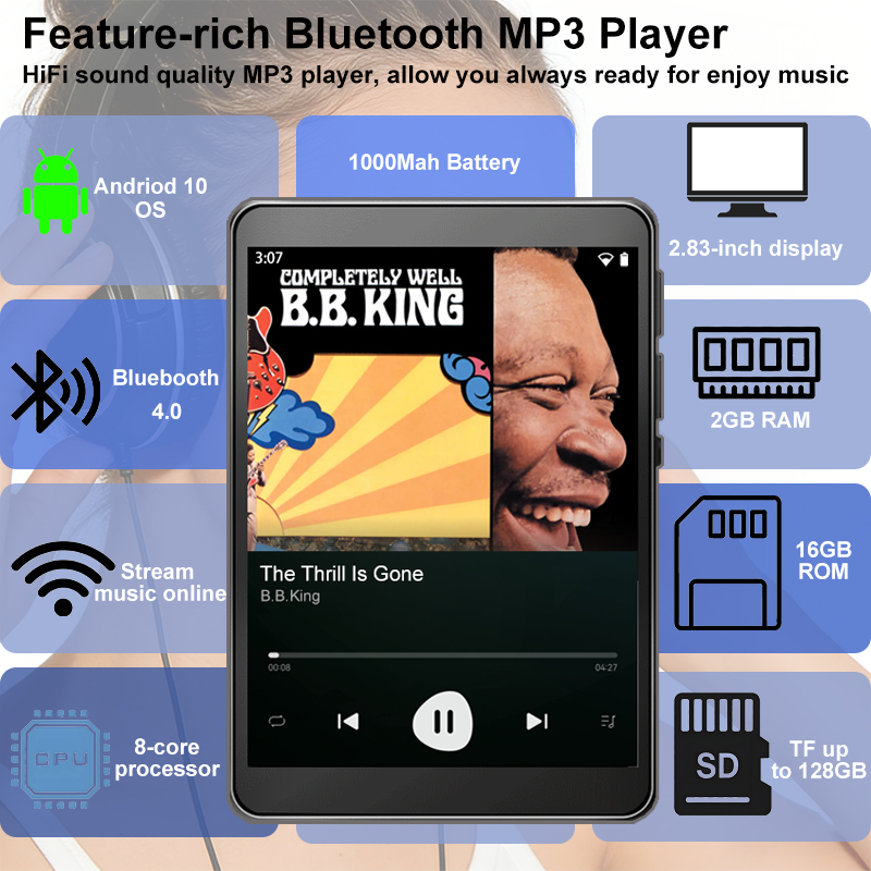 Mp3 Audio Music Download - WiFi MP3 Player Andriod 10 Spotify